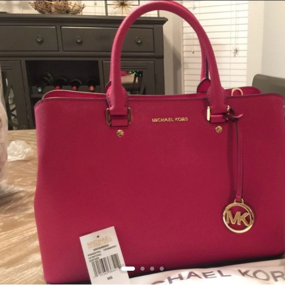 MICHAEL KORS SELMA FUCHSIA PINK SAFFIANO LEATHER CROSSBODY SATCHEL BAG🌺NWOT